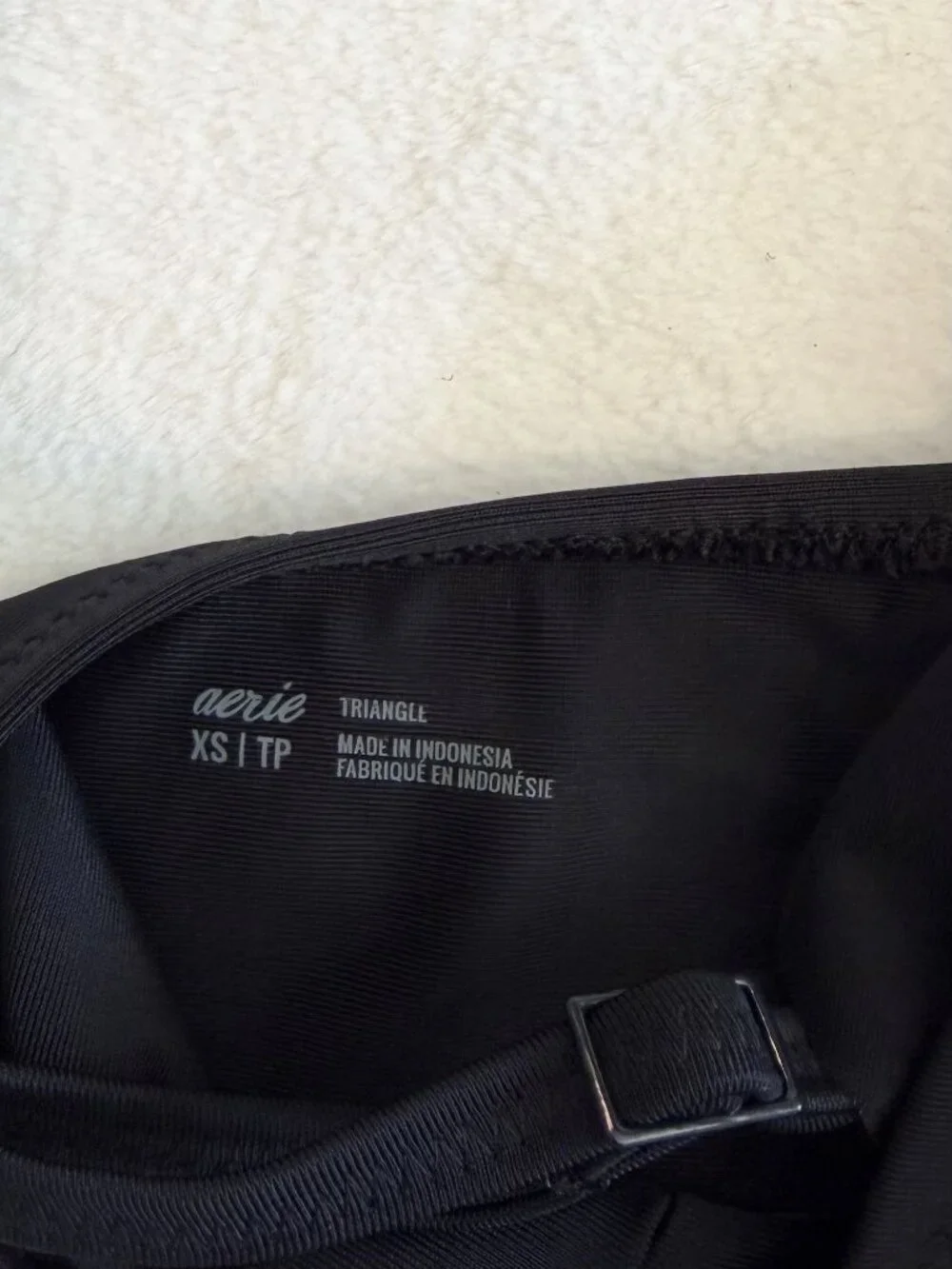NWT Aerie Black Ruffle Tie Longline Triangle Bikini Top - Size: Extra Small